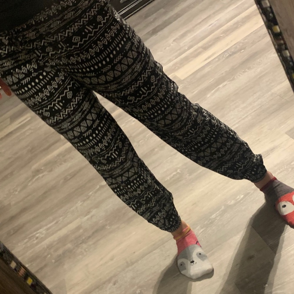 Black and white parachute pants